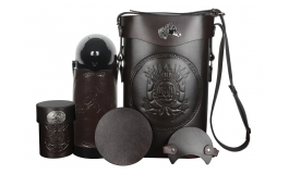 Kit Chimarrão Premium 1 Litro Couro Legítimo Garrafa Pressão